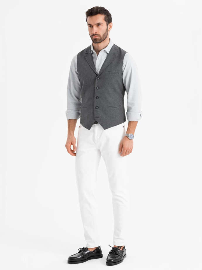Men's suit vest with collar - graphite V2 OM-BLZV-0109