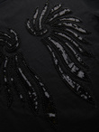 Men's cotton T-shirt with sequin wing motif on back - black V1 OM-TSCT-0289