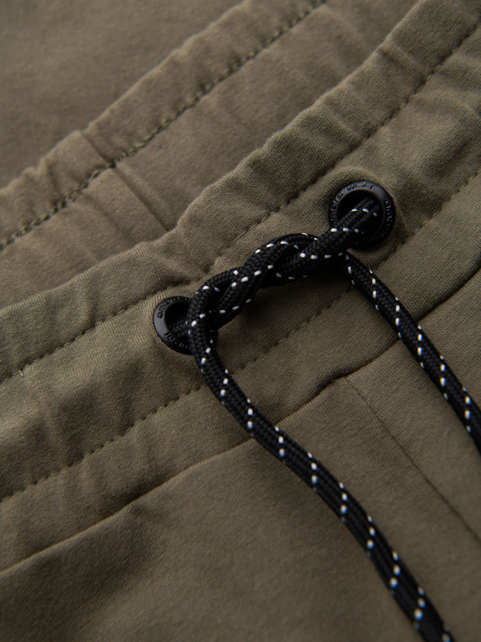 Męski komplet dresowy bluza z kapturem + spodnie dresowe - oliwkowy V4 Z107 