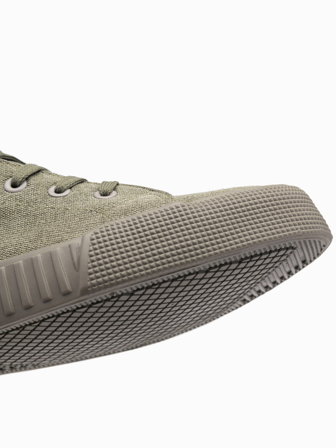 Buty męskie trampki canvas z wysoką cholewką – oliwkowe V2 OM-FOTH-0186