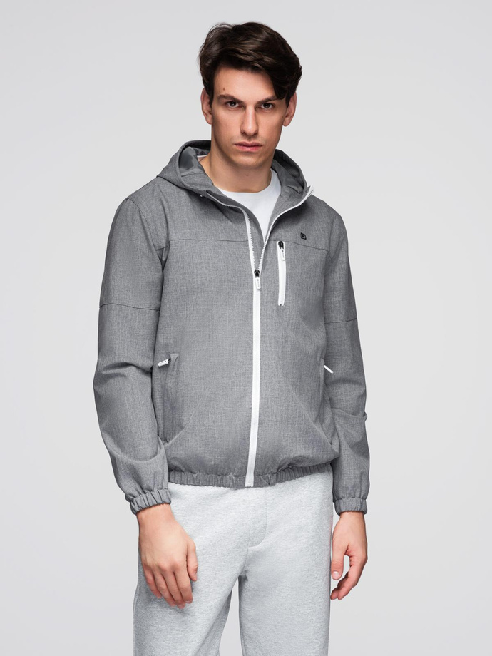 Men's lightweight sports jacket with fleece lining - gray V3 OM-JANP-0136