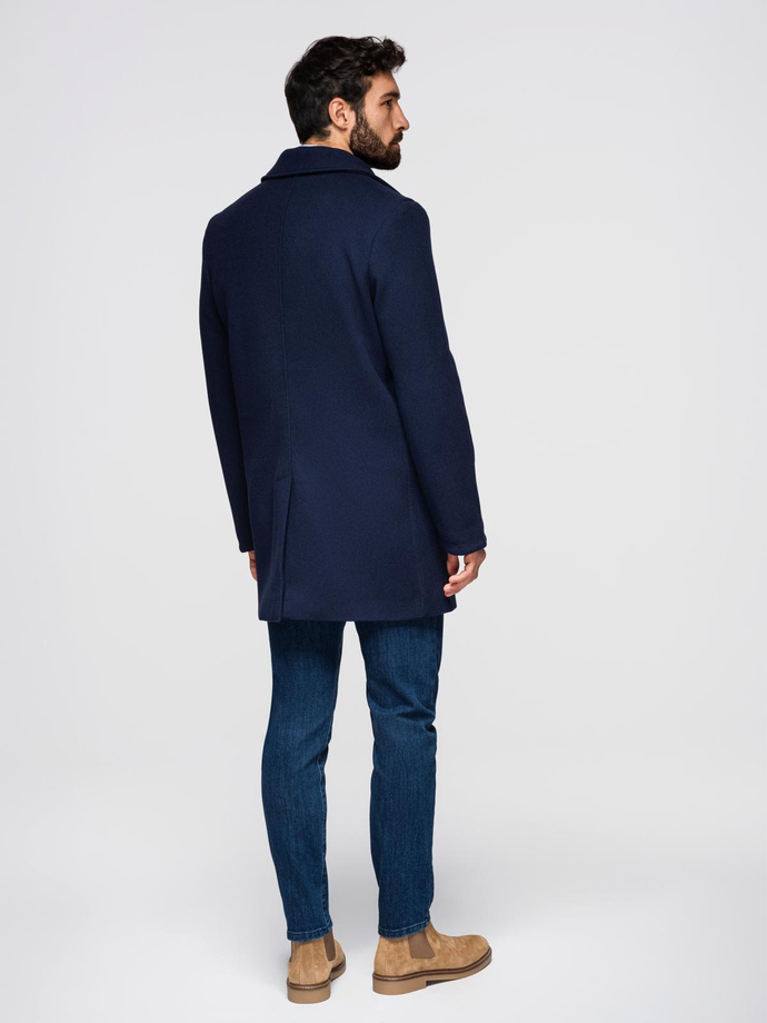 Men's double-breasted coat with decorative buttons - indigo V1 OM-COWC-0109