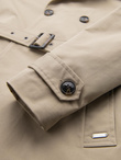 Elegant men's SLIM FIT trench coat with belt - beige V1 OM-COSC-0126