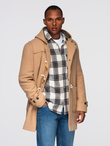 Men's insulated coat with hood and concealed zipper - black V1 OM-COWC-0110