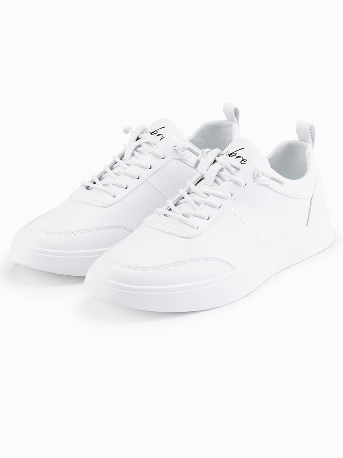 Monochromatyczne męskie buty w stylu sportowym z przeszyciami – białe V1 OM-FOCS-0159