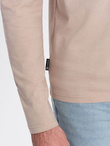 Męski longsleeve BASIC z okrągłym dekoltem - beżowy V8 OM-LSBL-0106
