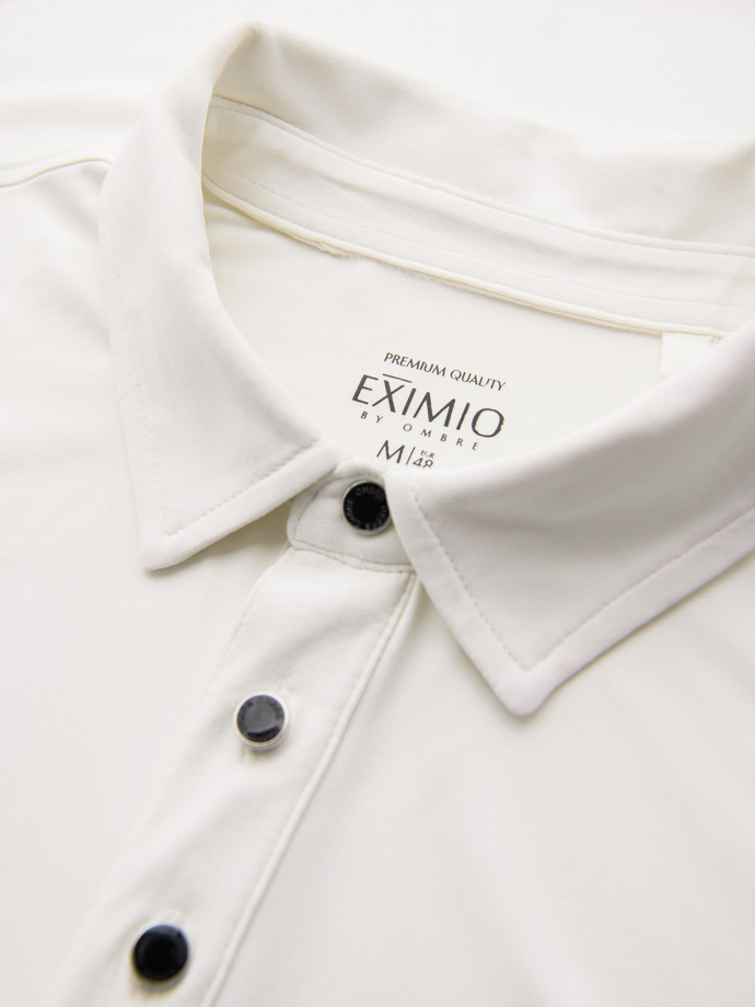 Men's stylish stretch fabric polo shirt - cream V2 OM-POSS-0150