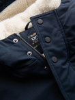 Men's long parka sherpa jacket – navy blue V2 OM-JALJ-0181