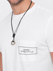 T-shirt męski bawełniany z nadrukiem na kieszonce Ombre Streetstyle – biały V8 OM-TSCT-0108