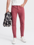 Spodnie męskie jeansowe o kroju SLIM FIT - czerwone V7 P1058
