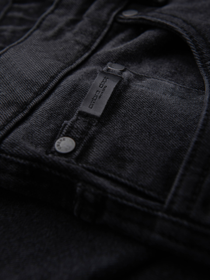 Men's denim JOGGERS pants with classic flare - black V3 OM-PADJ-0265