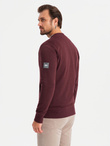 Unzipped cotton men's sweatshirt bomber - maroon V13 OM-SSZP-0215