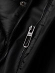 Men's quilted jacket with high zipped hood - black V1 OM-JAHP-0238
