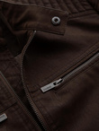Men's retro biker jacket with stand-up collar - brown V1 OM-JAFL-0197