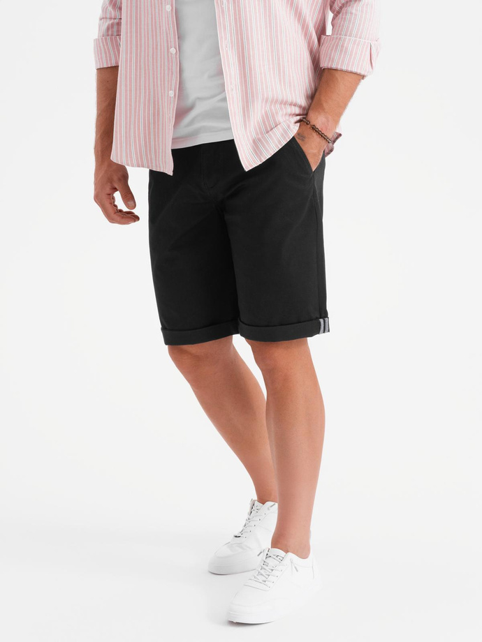 Classic men's chino shorts with rolled up leg - black V9 OM-SRCS-0197