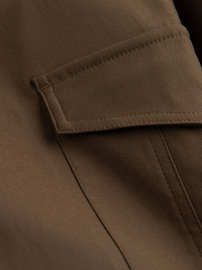 Men's REGULAR fabric pants with cargo pockets - olive V2 OM-PACG-0178