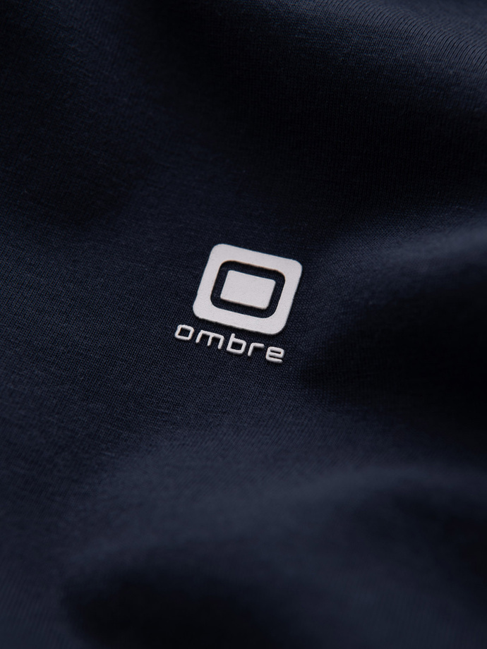 Men's signature elastane longsleeve with round neckline - navy blue V2 OM-LSCL-0102