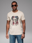 Men's cotton t-shirt with rock style print - cream V1 OM-TSPT-0199