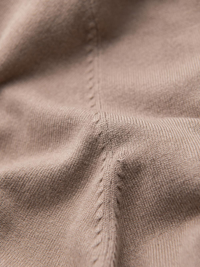 Men's knitted fitted turtleneck with viscose - beige V5 OM-SWTN-0101