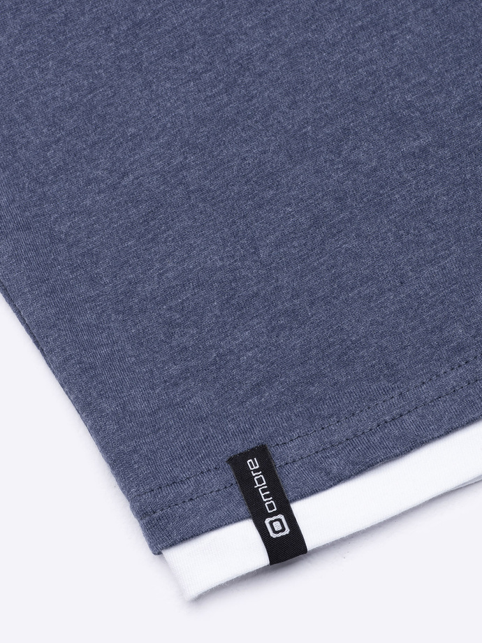Men's hooded t-shirt - blue melange V12 S1376