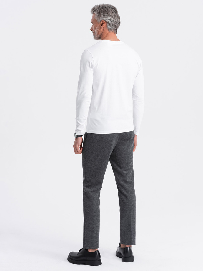 Men's unprinted longsleeve with a crew neckline - white V3 OM-LSBL-0108