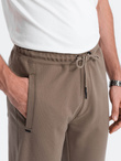 Men's carrot cut sweatpants - brown V2 OM-PASK-0166