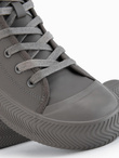 Men's high top sneakers with zipper for easy donning - dark beige V3 OM-FOTH-0184