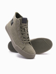 Men's high top canvas sneakers shoes - olive V2 OM-FOTH-0186