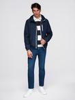 Men's lightweight sports jacket with fleece lining - navy blue V2 OM-JANP-0136