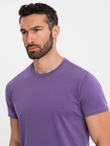 Męski klasyczny bawełniany T-shirt BASIC - fioletowy V13 OM-TSBS-0236