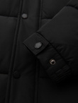 Men's long quilted winter jacket with hood - black V1 OM-JALJ-0309