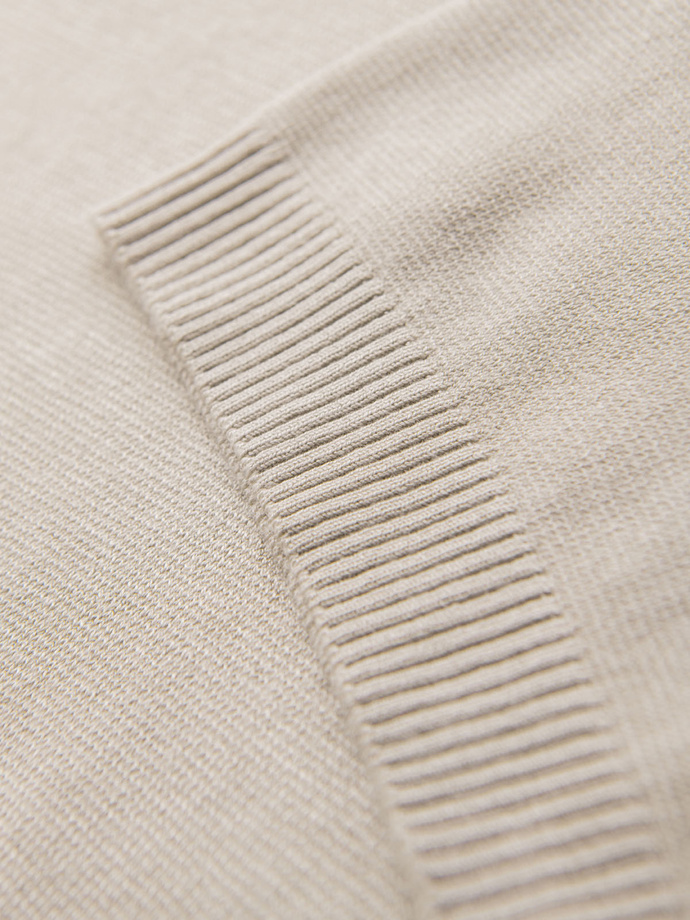 Classic knitted men's shirt with ribbed cuffs - light grey V3 OM-TSCT-0252