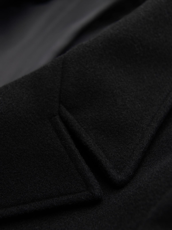 Men's coat with asymmetrical fastening and high collar - light brown V4 OM-COWC-0120