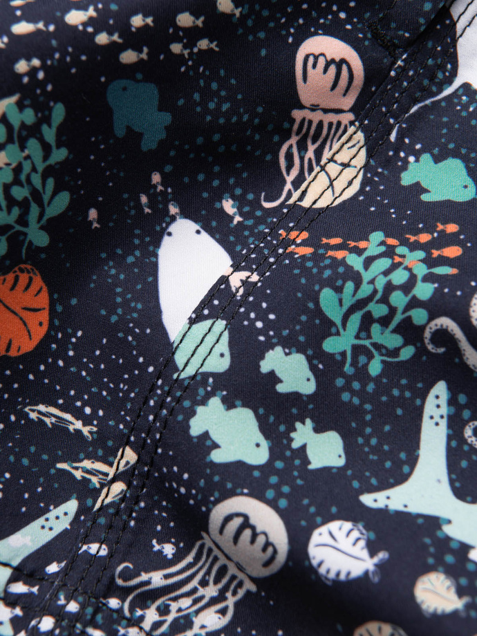 Szorty męskie kąpielówki w ryby - ciemnogranatowe V10 OM-SRBS-0125