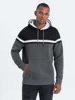 Bluza męska z kapturem trzykolorowa - szara V2 OM-SSNZ-22FW-014