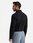 Men's cotton shirt with pocket REGULAR FIT - black V1 OM-SHCS-0147