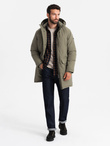 Klasyczna męska długa kurtka typu parka – oliwkowa V3 OM-JALJ-0166