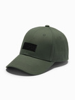Men's baseball cap with visor and rectangular patch - khaki V6 OM-ACCS-0104