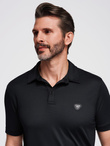 Stylish men's stretch fabric polo shirt - black V1 OM-POSS-0150