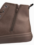 Men's high-top sneakers with decorative toe - brown V4 OM-FOTH-0157
