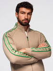 Washed men's sweatshirt with decorative stitching at the neckline - navy blue V4 OM-SSDS-0131