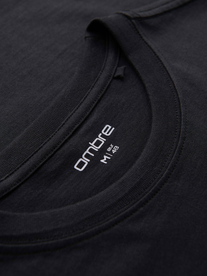 Men's knitted t-shirt with printed REGULAR cut - black V2 OM-TSPT-0231