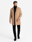 Structured fitted coat for men with high collar - light brown V4 OM-COWC-0117