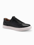 Buty męskie sneakersy ze skóry ekologicznej – czarne V2 OM-FOCS-0179
