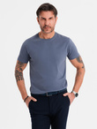 BASIC men's classic cotton T-shirt - blue denim V7 OM-TSBS-0236