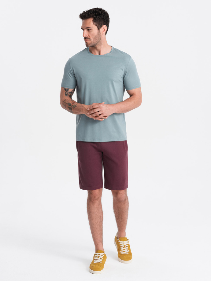 Men's pre-knee BASIC sweat shorts - maroon V3 OM-SRBS-0149