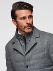 Men's jacket with a jacket cut with a fleece lining - gray V1 OM-JALP-0170 