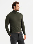 Men's knitted turtleneck with viscose - dark grey V5 OM-SWTN-0127 