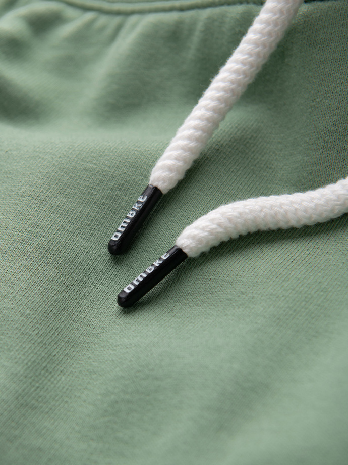 Men's knit shorts with drawstring and pockets - green V3 OM-SRBS-0139