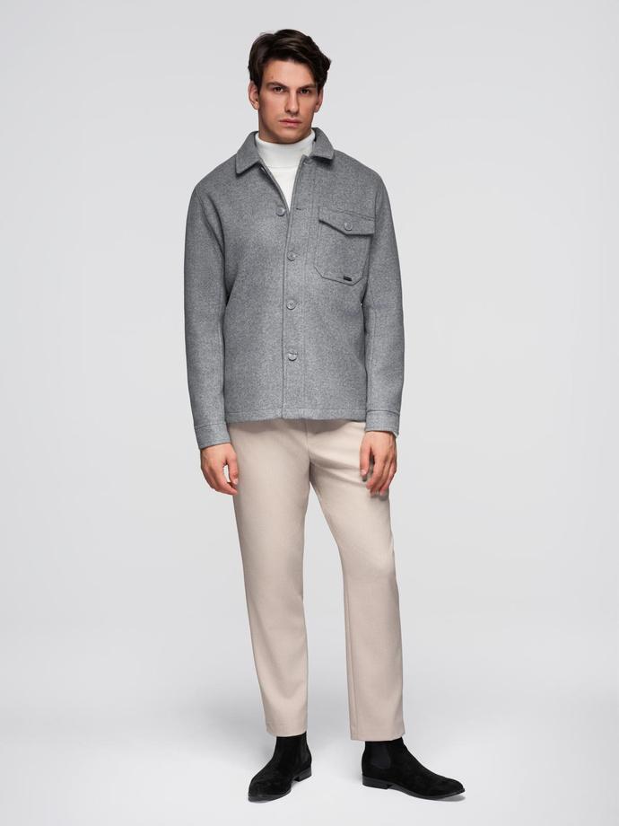 Men's lightweight fleece jacket with viscose - gray V2 OM-JANP-0199